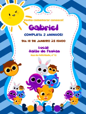 Convite de Aniversário Bolofofos para Editar Online e Imprimir