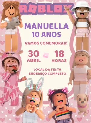 Convite de Aniversário Roblox Menina para Editar Online