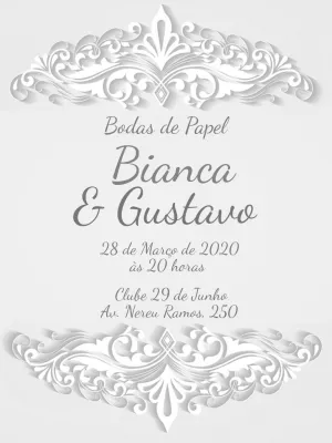 Convite Bodas de Papel Elegante para Editar Online