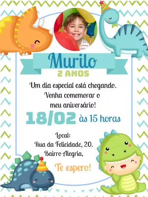 Invitación de cumpleaños Dinosaurio – Estático – Bella Liz Convites