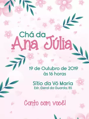 Convite Chá de Panela Floral Delicado para Editar Online