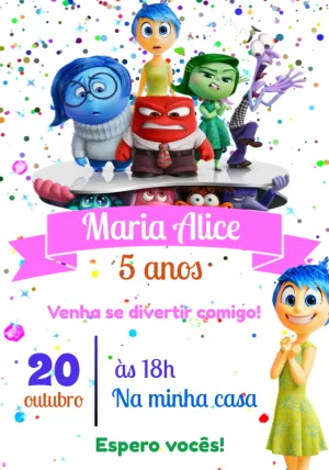 Convite Aniversário Divertida Mente para Editar Online