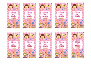 Adesivo Aniversário Circo Rosa para Editar Online