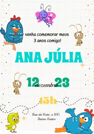 Convite Aniversário Galinha Pintadinha para Editar Online