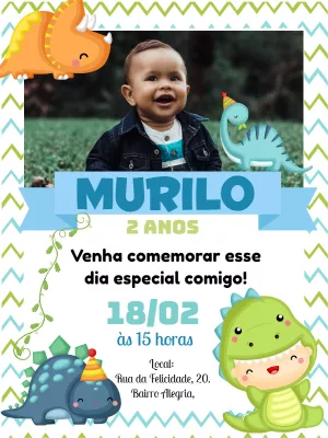 Invitación de cumpleaños Dinosaurio – Estático – Bella Liz Convites