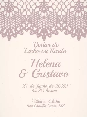 Convite Bodas de Linho ou Renda com Renda para Editar Online