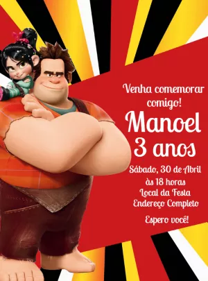 Convite de Aniversário Detona Ralph para Editar Online