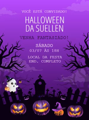 Convite de Aniversário Halloween Assustador para Editar Online