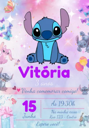 Invitación de cumpleaños Stitch – Estático – Convites e Artes Digitais