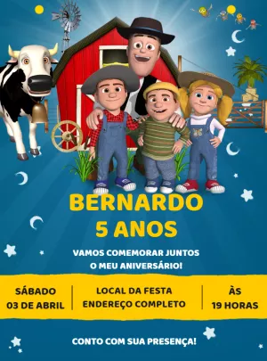 Convite de Aniversário Fazenda do Zenon para Editar Online