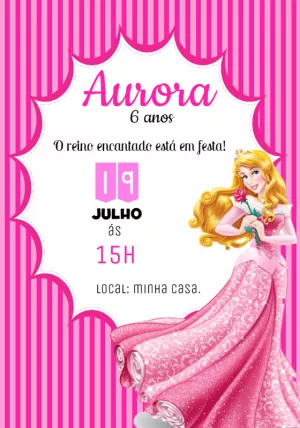 Convite de Aniversário Bela Adormecida para Editar Online
