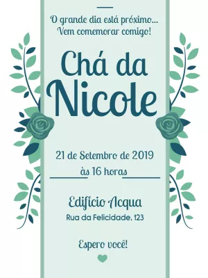 Convite Chá de Panela Floral Verde para Editar Online