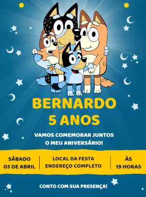 Invito di compleanno Bluey – Statico – Renata Designer