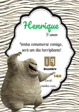 Convite Aniversário Hotel Transilvânia com Murray para Editar
