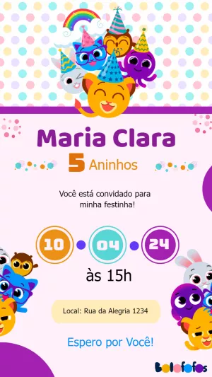 Invitación de cumpleaños Bolofofos – Estático – Nailza