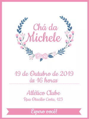 Convite Chá de Panela Floral Delicado para Editar Online