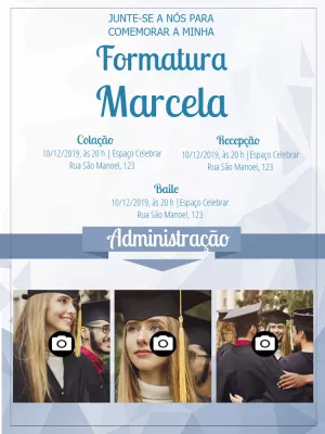Convite de Formatura com Foto para Editar Online