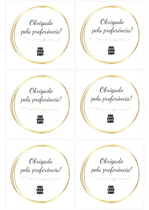 Adesivo de Agradecimento Dourado para Editar Online
