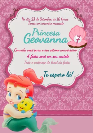 Invitación de cumpleaños La Sirenita – Estático – Mais Gráfica