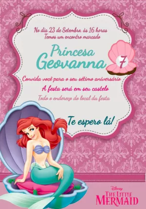 Invitación de cumpleaños La Sirenita – Estático – Mais Gráfica