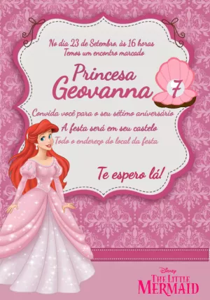Invitación de cumpleaños La Sirenita – Estático – Mais Gráfica