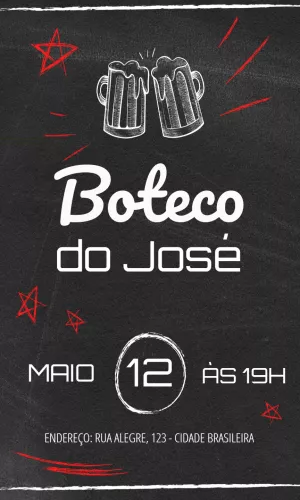 Convite Aniversário Boteco Estilo Lousa para Editar Online