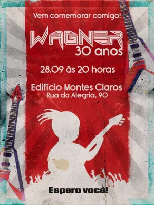 Convite de Aniversário Rock n Roll para Editar Online