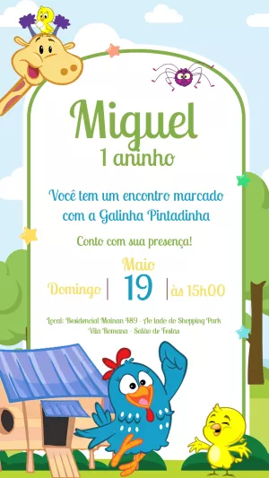 Galinha Pintadinha Birthday Invitation – Static – Gisele
