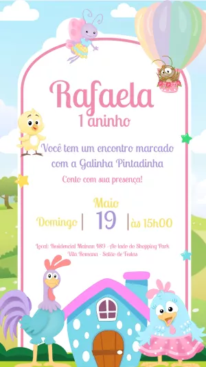 Galinha Pintadinha生日邀请函 – 静态 – Gisele