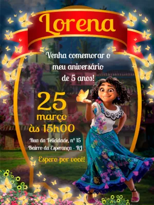 Convite de Aniversário Encanto com Mirabel para Editar Online