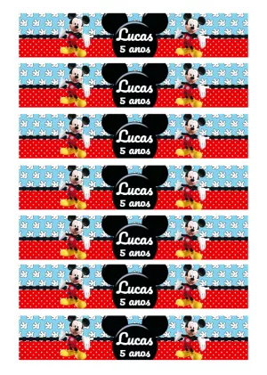 Rótulo de Garrafa Mickey Mouse Editável para Aniversário