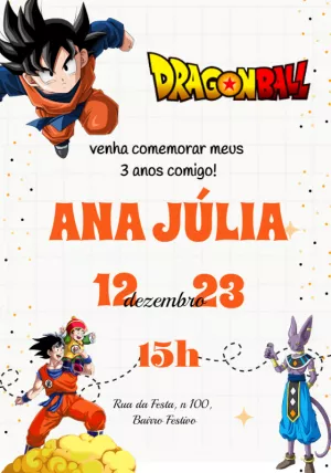 Convite de Aniversário Dragon Ball Z com Goku para Editar Online