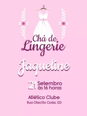 Convite Chá de Lingerie Delicado com Flores para Editar Online