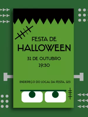 Convite de Halloween Frankenstein para Editar Online