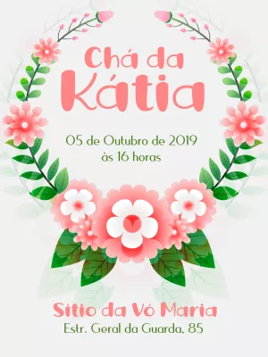 Convite Chá de Panela Floral Delicado para Editar Online