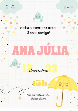 Convite de Aniversário Chuva de Bençãos para Editar Online