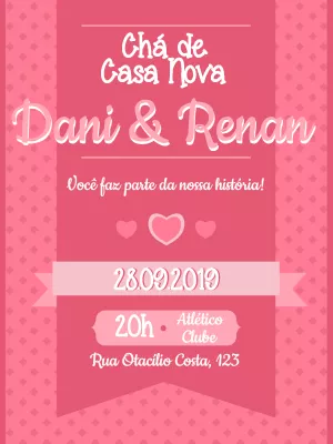 Convite Chá de Casa Nova Rosa Delicado para Editar Online