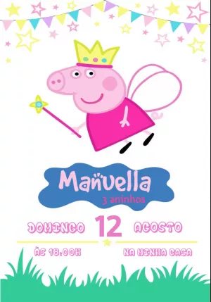 Convite de Aniversário Peppa Pig Fada para Editar Online