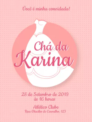 Convite Chá de Panela com Vestido de Noiva para Editar Online