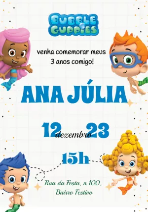 Convite de Aniversário Bubble Guppies para Editar Online