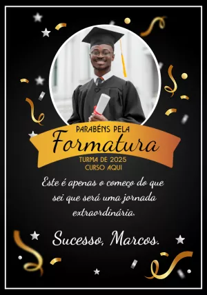 Cartão de Formatura com Foto Elegante para Editar Online