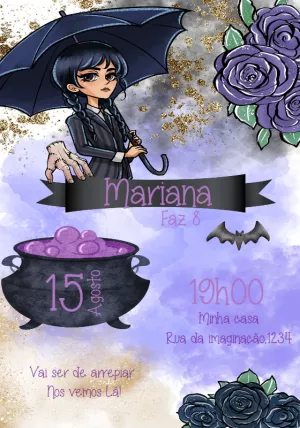 Invito di compleanno Mercoledì – Statico – Convites Personalizados