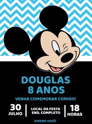 Convite de Aniversário Mickey Mouse para Editar Online