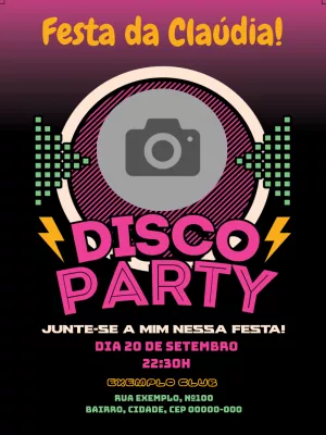 Convite de Aniversário Balada com Foto para Editar Online