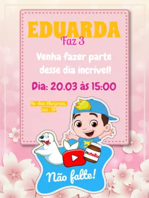 Convite de Aniversário Luccas Neto para Editar Online