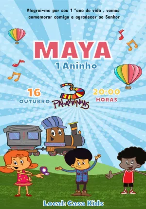Convite de Aniversário 3 Palavrinhas Editável Online