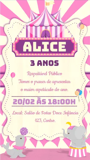 Circus Birthday Invitation – Static – Idesign Personalizados