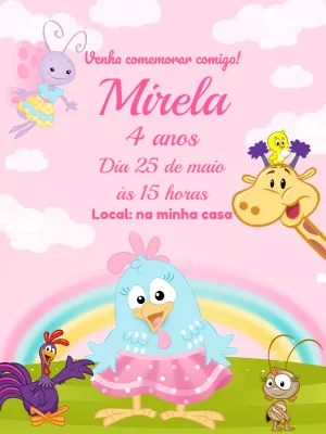 Galinha Pintadinha Birthday Invitation – Static – Pedro Henrique