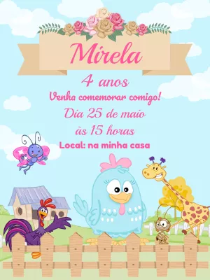 Galinha Pintadinha Birthday Invitation – Static – Pedro Henrique