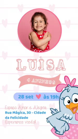 Convite Aniversário Galinha Pintadinha com Foto para Editar